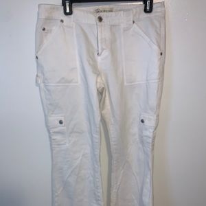White flare cargo pants
